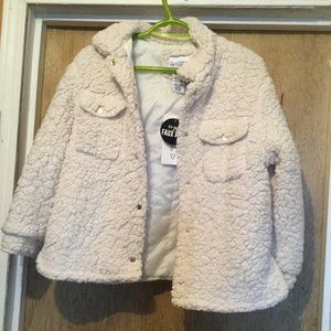 Girls faux fur snap up shacket NWT